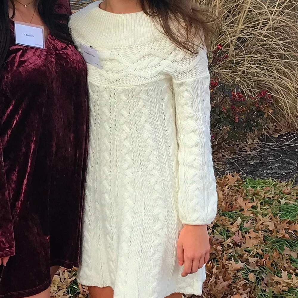 white sweater dress